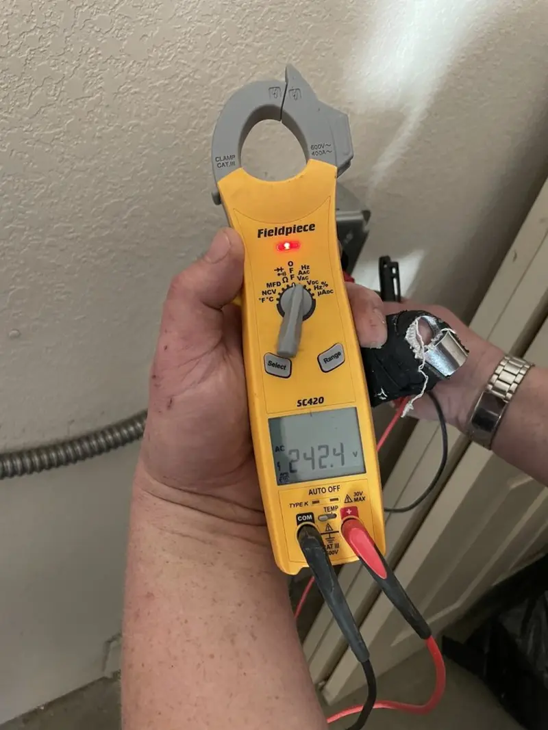 Voltage testing with clamp meter during Generator Installation in Green Cove Springs